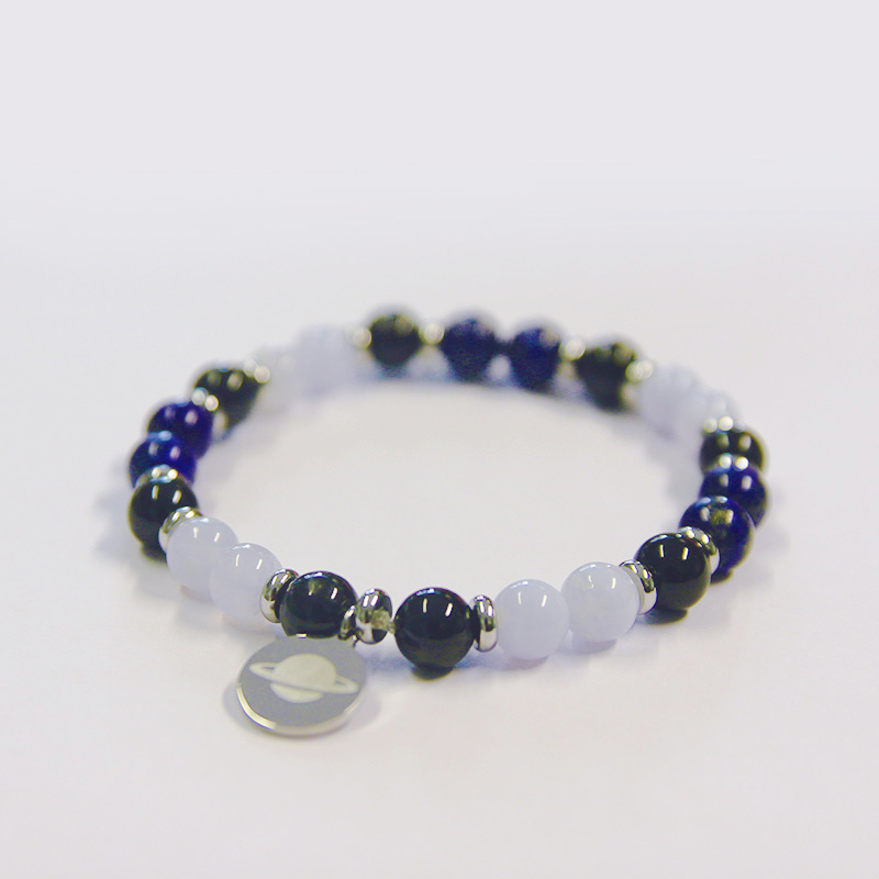 Bracelet exclusif espace avec perles en minéraux (8 mm)